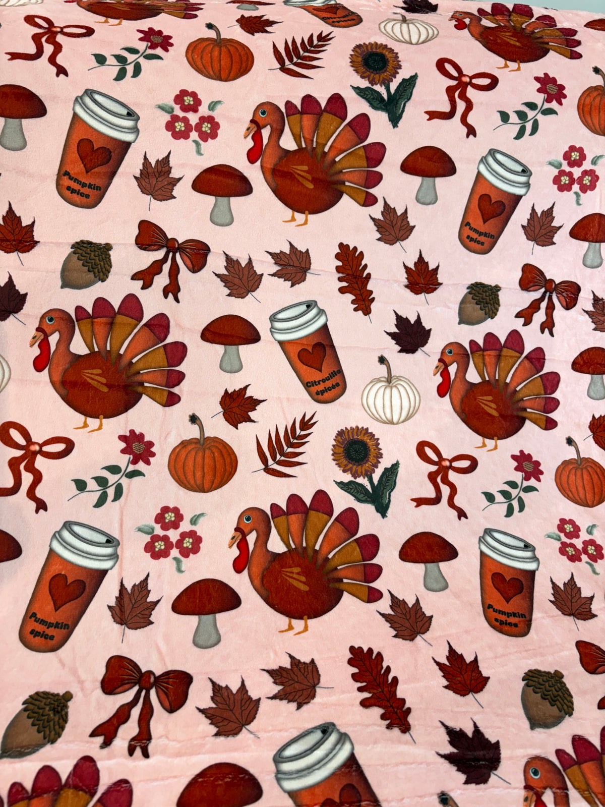 Dindons d’automne (fond rose)