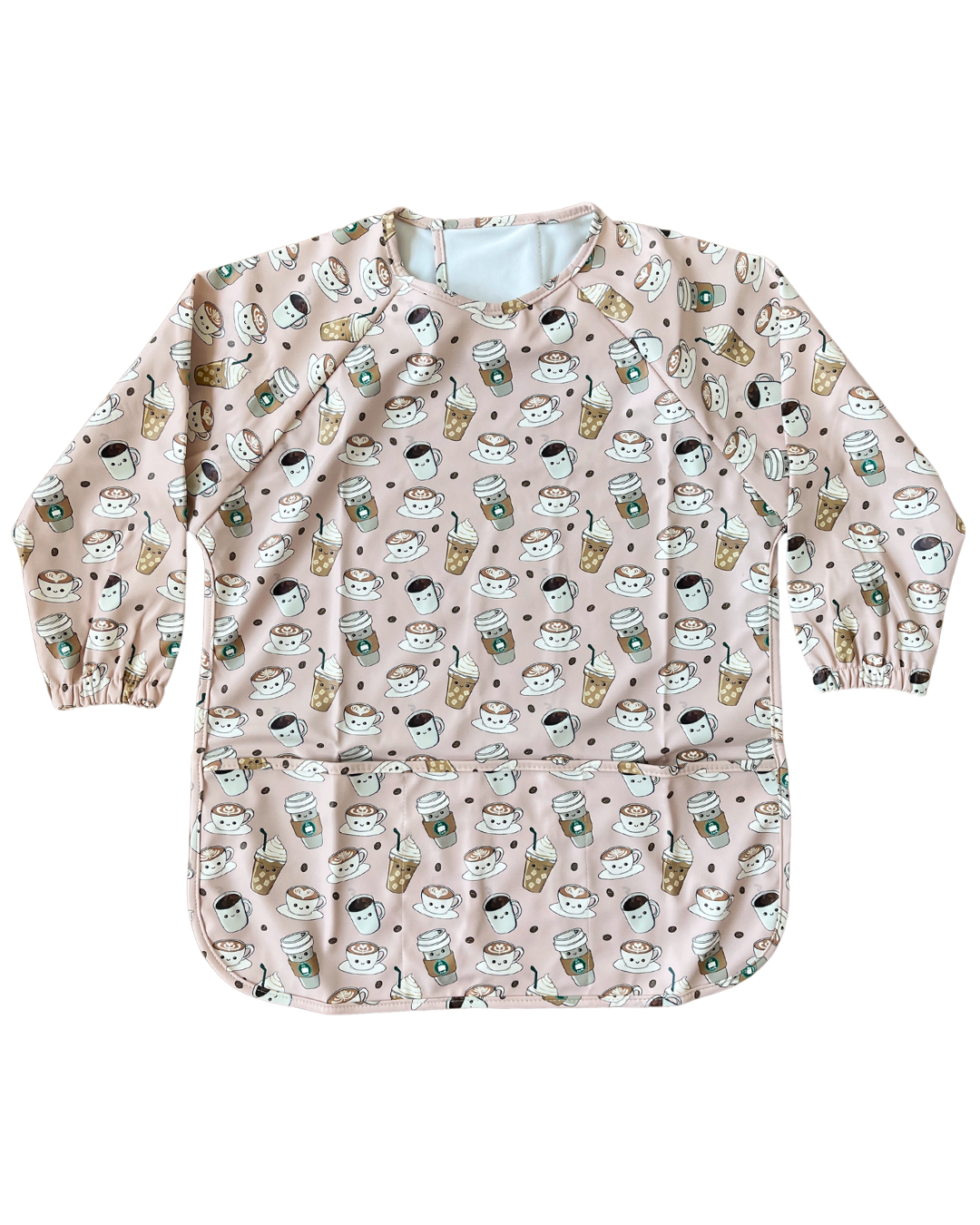 TABLIER d’art et de cuisine imperméable pour enfant (4 à 7 ans) : Tipou Bébé Café (fond rose)