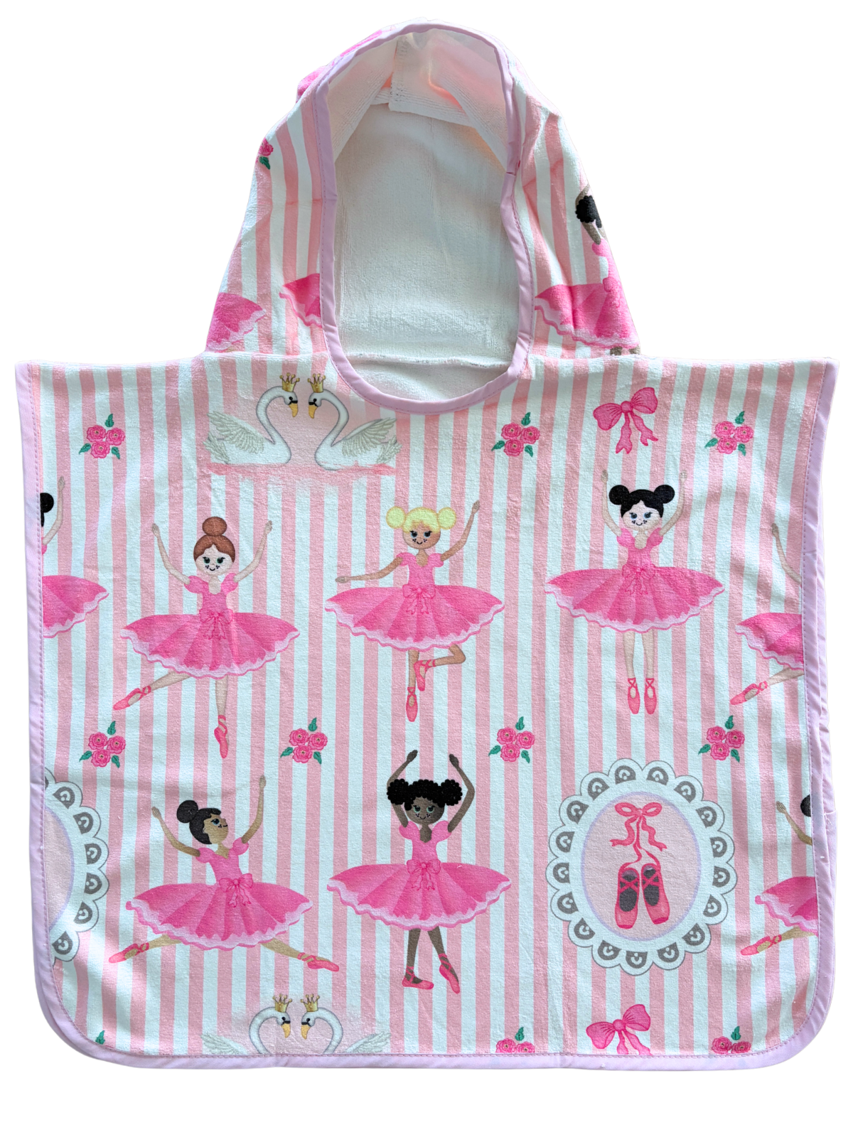Serviette poncho à capuchon pour bébé (0-18 mois) : Ballerines roses