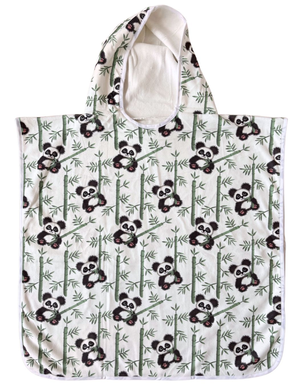 Serviette poncho à capuchon pour enfant (18 mois à 5 ans) : Pandas dans une forêt de bambous