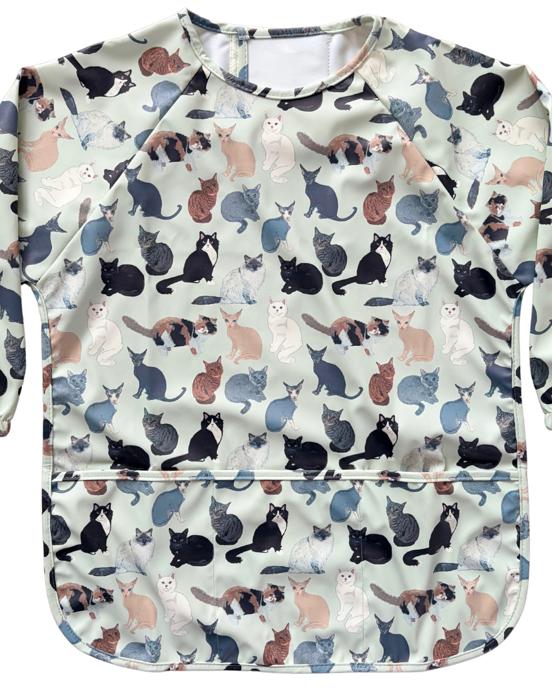 TABLIER d’art et de cuisine imperméable pour enfant (4 à 7 ans) : Mes amis les chats (fond jade)