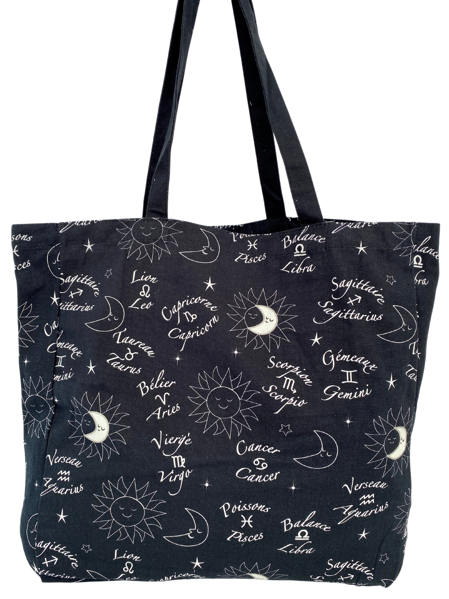 Sac réutilisable illustré : Signes Astrologiques (Fond Noir)