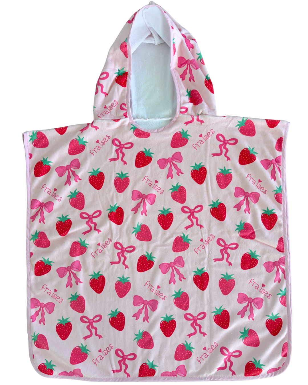 Serviette poncho à capuchon pour enfant (18 mois à 5 ans) : Irrésistibles fraises et boucles