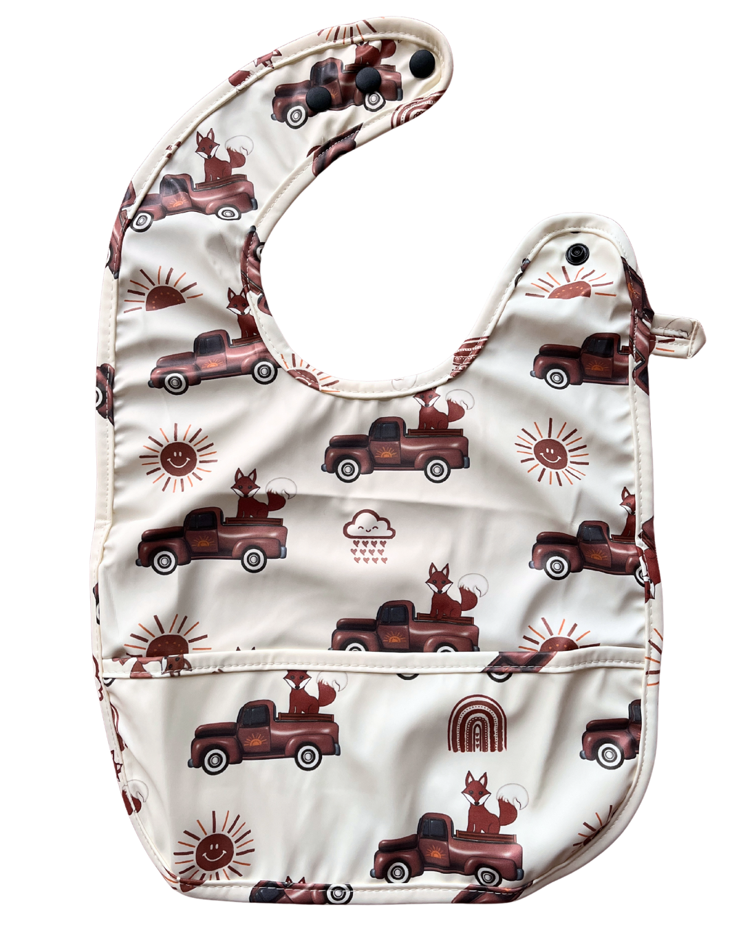 Bavette imperméable avec poche : Camions vintages et renards