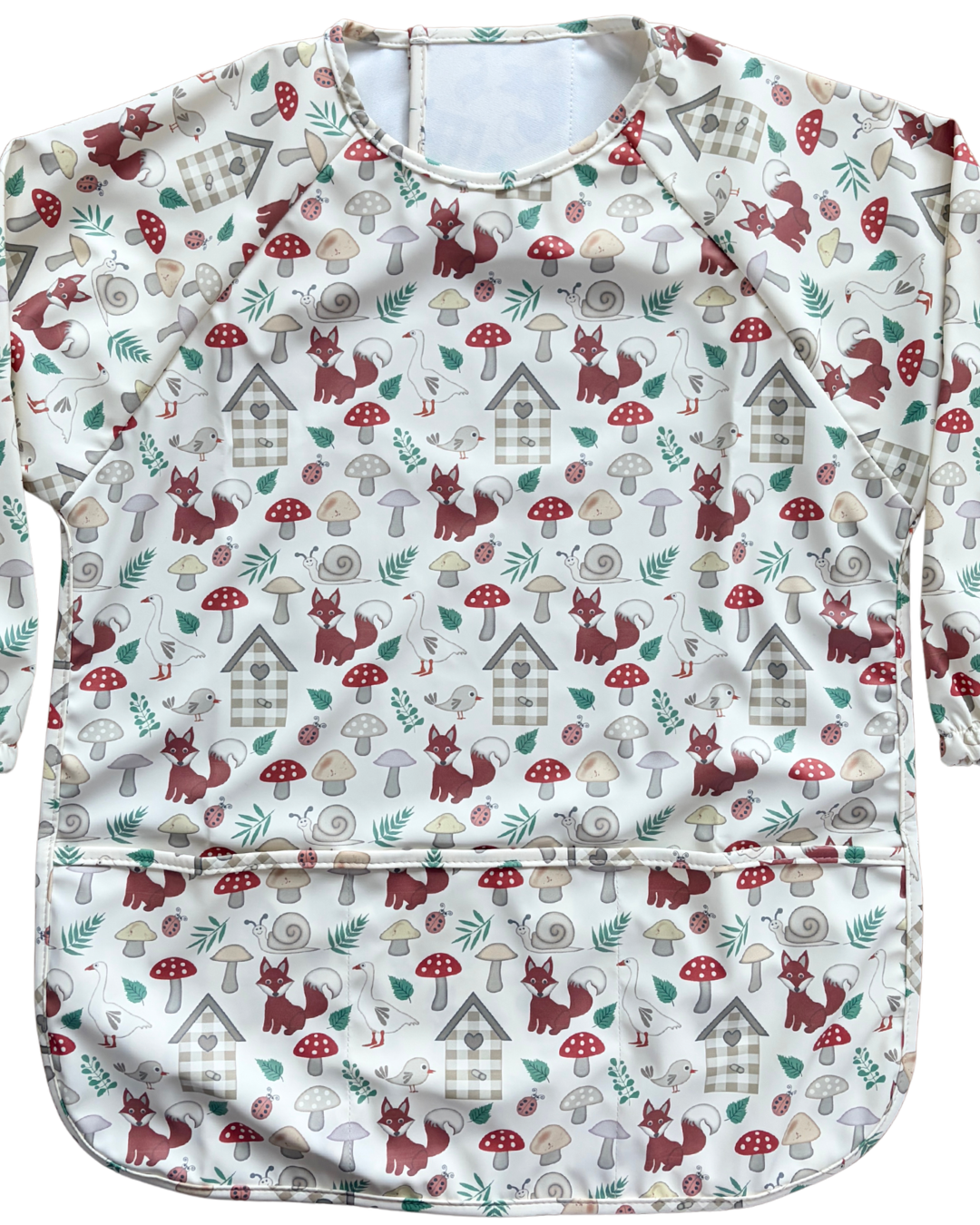 TABLIER d’art et de cuisine imperméable pour enfant (4 à 7 ans) : Renards, oies et cabanes à oiseaux collection monde merveilleux