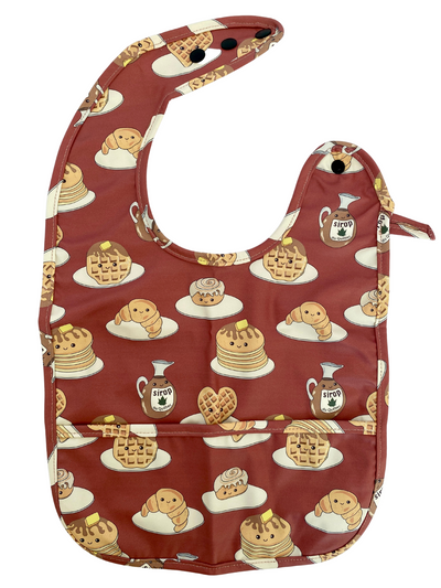 Waterproof Bib with Pocket: Delicious Pancakes with Maple Syrup