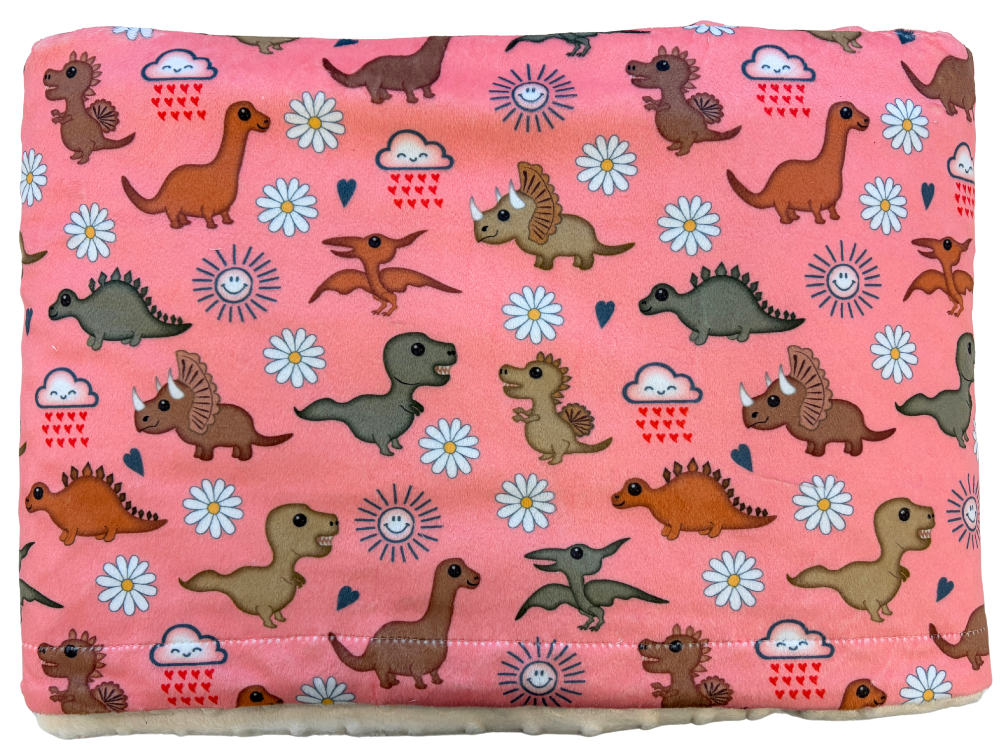 Couverture de bébé : Dinosaures adorables (fond corail)