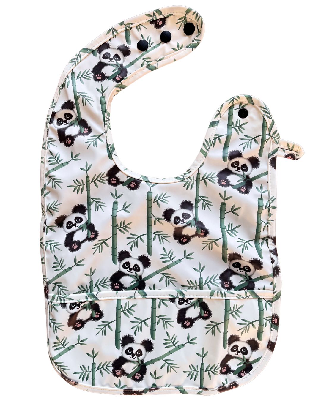 Bavette imperméable avec poche : Pandas dans une forêt de bambous