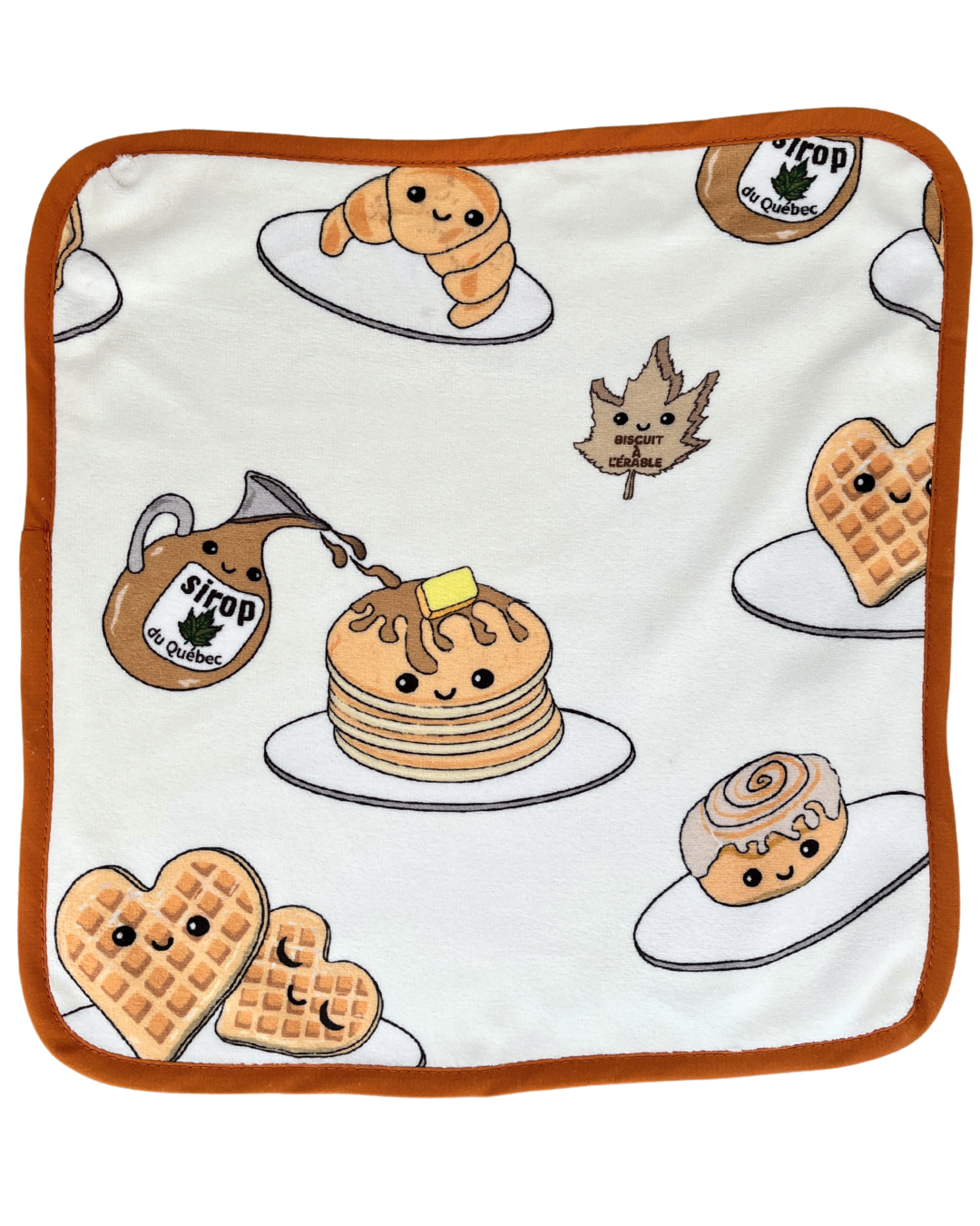 Washcloth: Exquisite maple syrup and delicious crepes (cream background)
