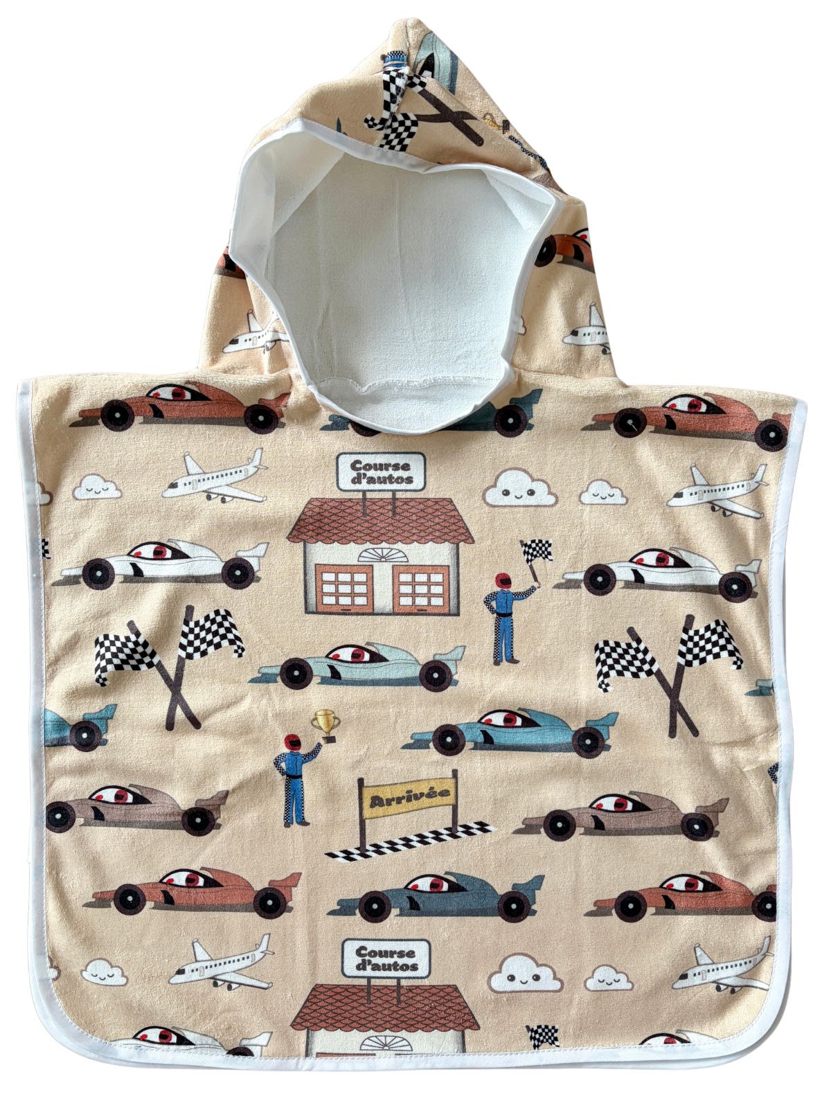 Serviette poncho à capuchon pour bébé (0-18 mois) : Voitures de course d'autos