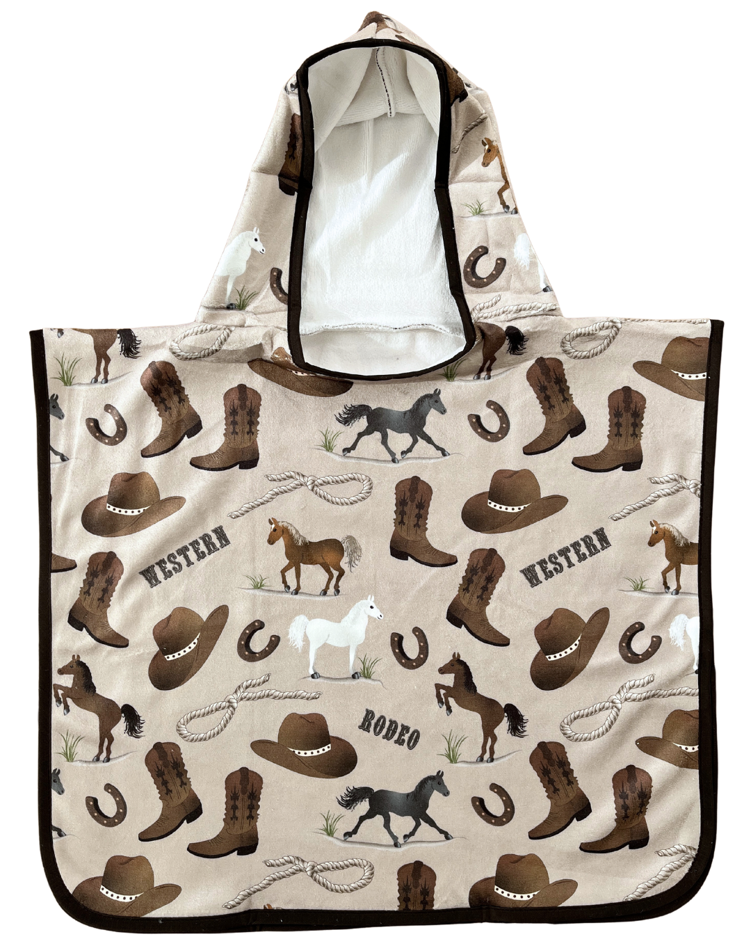 Serviette poncho à capuchon pour bébé (0-18 mois) : Western cowboy beige