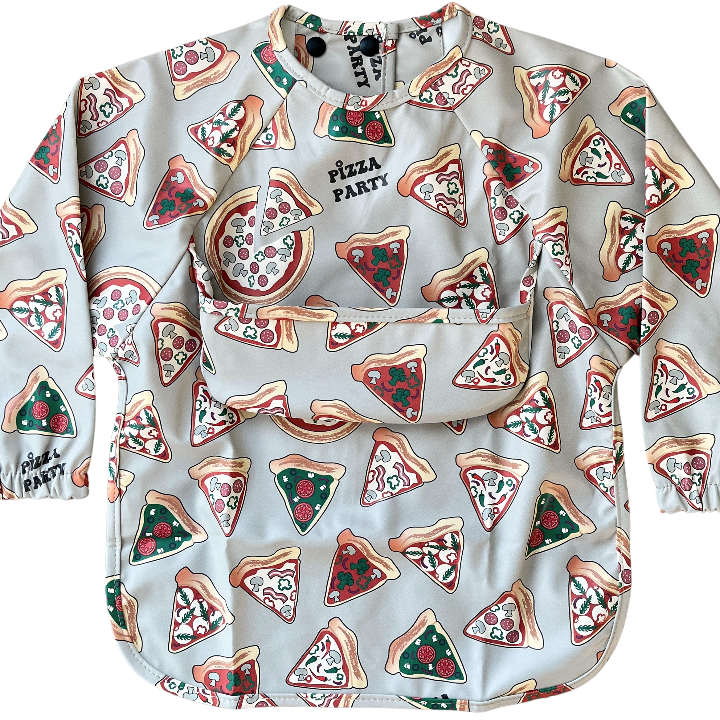 Bavette imperméable à manches longues avec poche : Pizza party