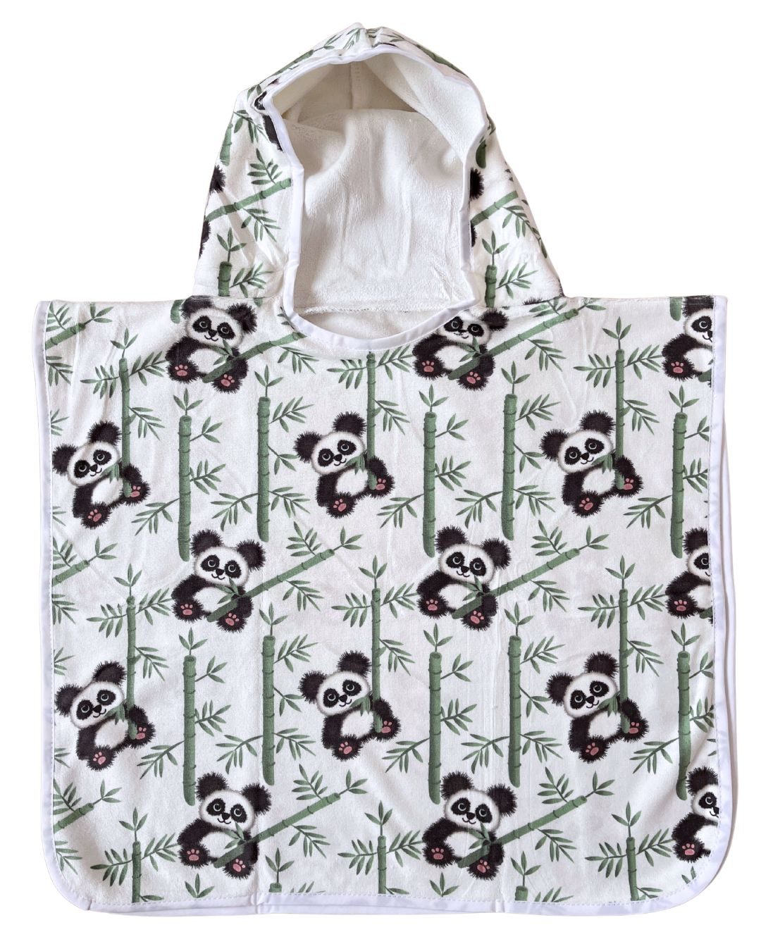 Serviette poncho à capuchon pour bébé (0-18 mois) : Pandas dans une forêt de bambous