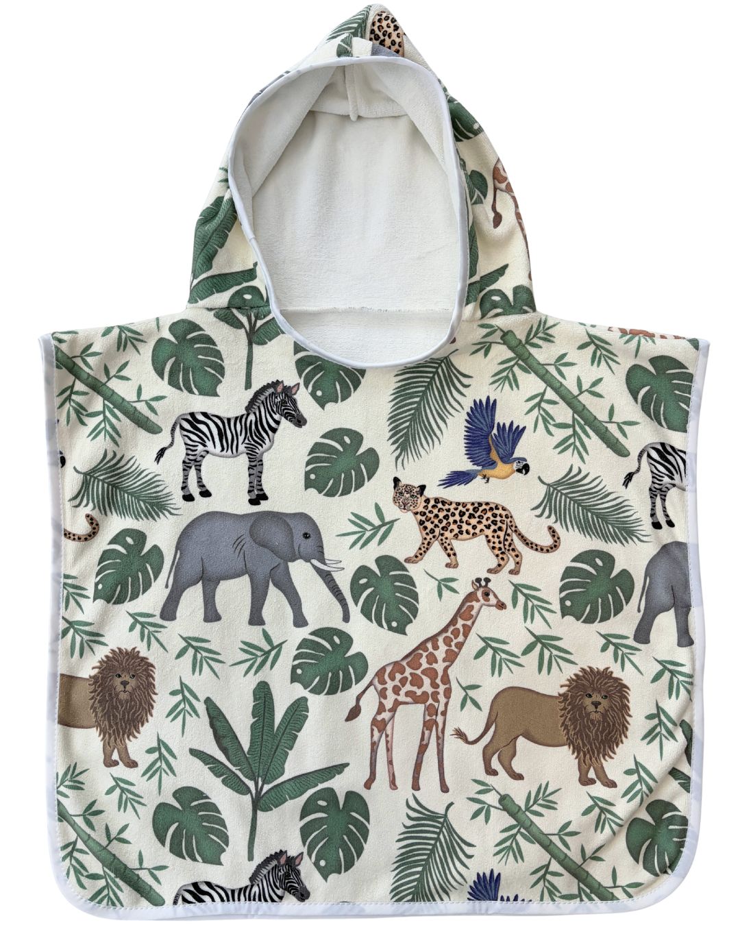 Serviette poncho à capuchon pour bébé (0-18 mois) : Safari dans la jungle tropical