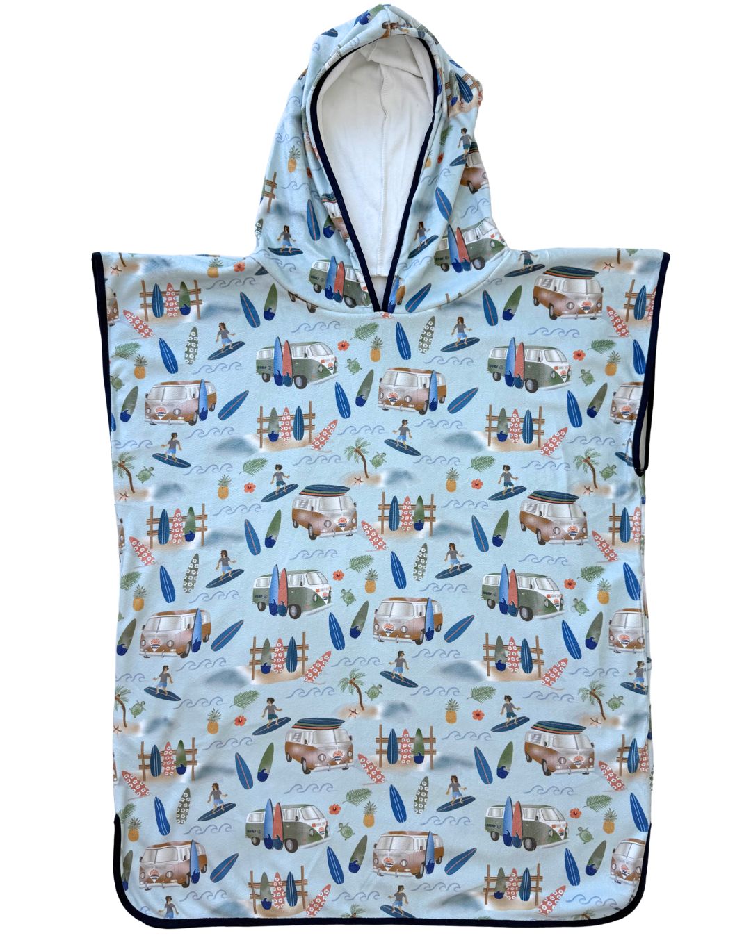 Serviette poncho à capuchon pour adulte et enfant : Journée de surf en westfalia