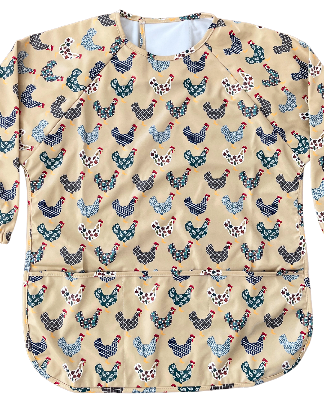 TABLIER d’art et de cuisine imperméable pour enfant (4 à 7 ans) : Poules à la ferme (collection farmhouse)