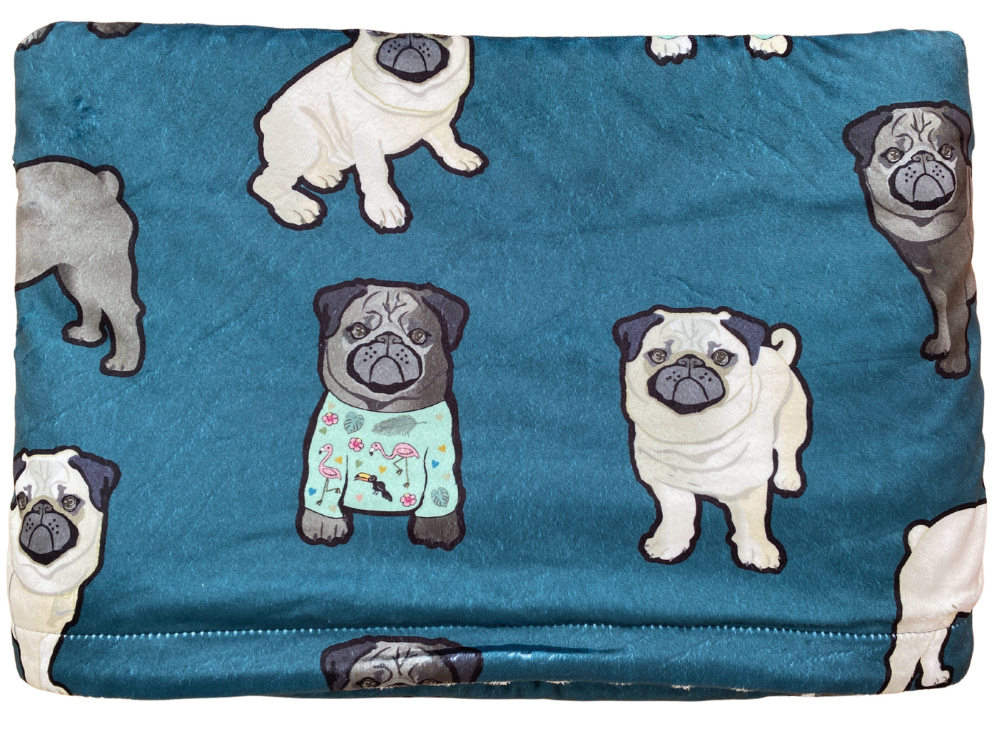 Giant Blanket: Lovely Pugs (Teal)
