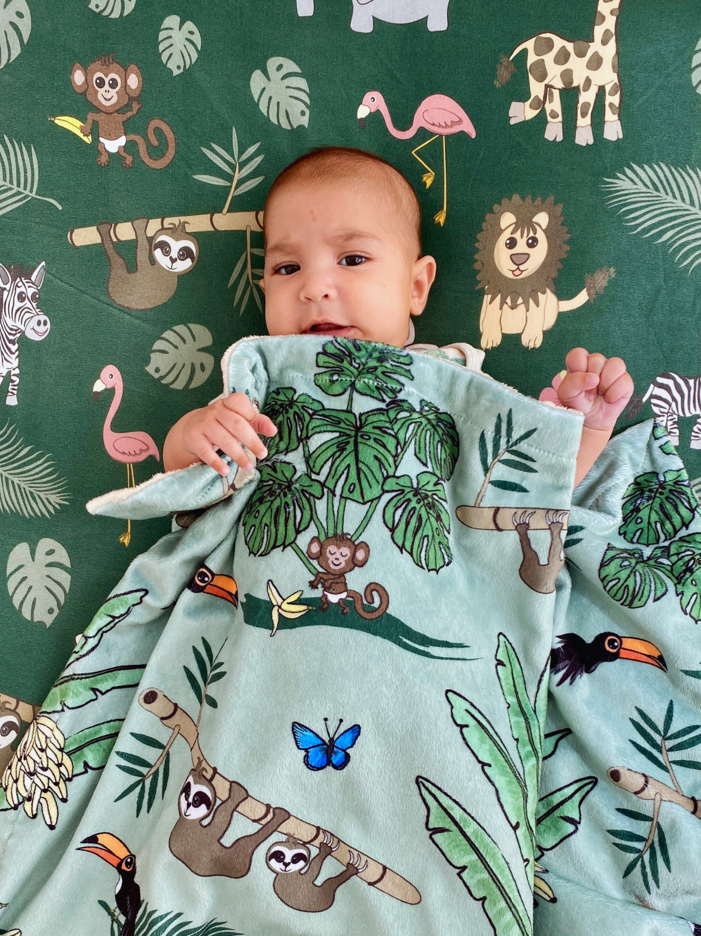 Fitted cotton sheet for bassinet : Jungle Animals