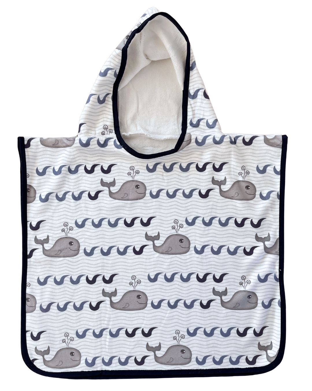 Serviette poncho à capuchon pour bébé (0-18 mois) : Splash la baleine de la mer