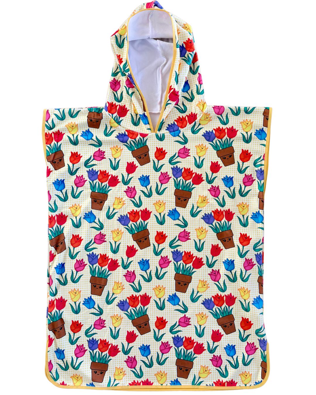 Serviette poncho à capuchon pour adulte et enfant : Tulipes dans le jardin