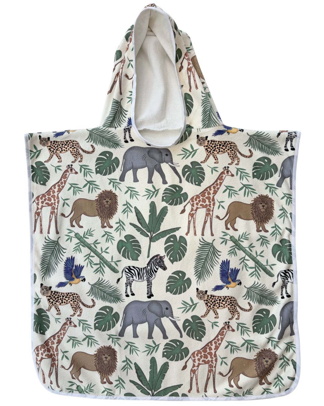 Serviette poncho à capuchon pour enfant (18 mois à 5 ans) : Safari dans la jungle tropical