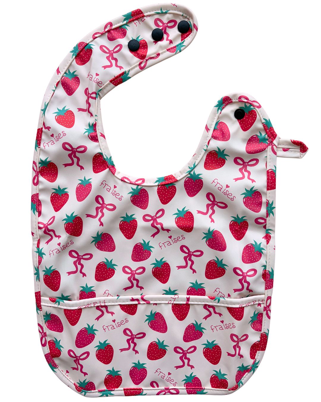 Bavette imperméable avec poche : Irrésistibles fraises et boucles