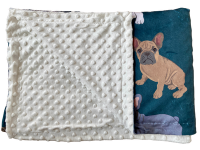 Baby blanket: French Bulldog Party (Dark Teal)