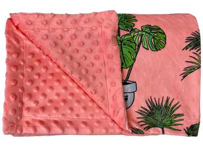 Baby blanket: Botanical Garden Collection (Coral Background)