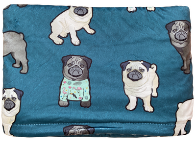 Baby Blanket: Lovely Pugs (Teal)