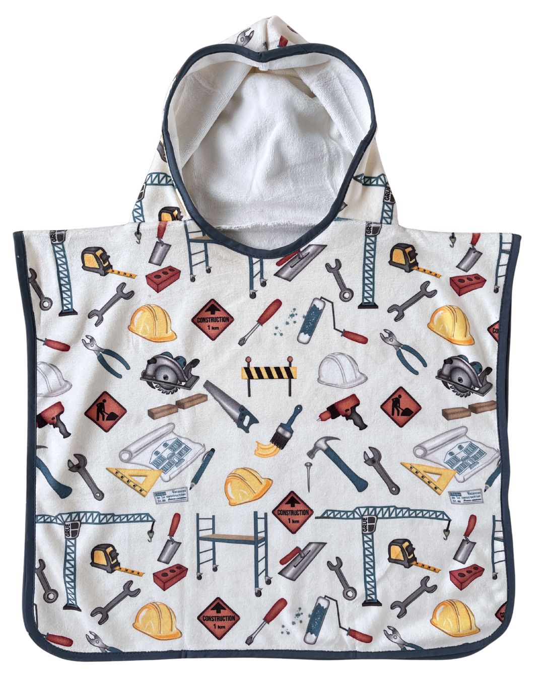 Hooded baby poncho towel (0-18 months) : Construction holidays