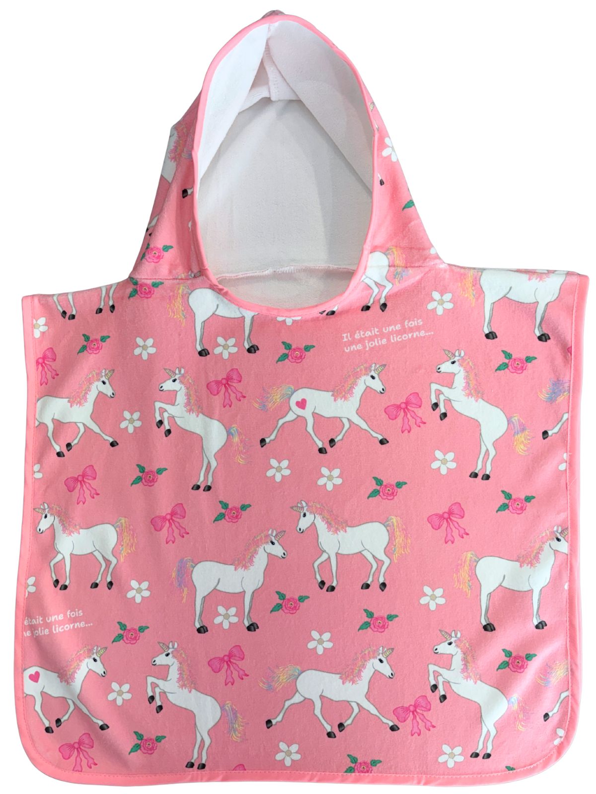 Serviette poncho à capuchon pour bébé (0-18 mois) : Il était une fois une licorne