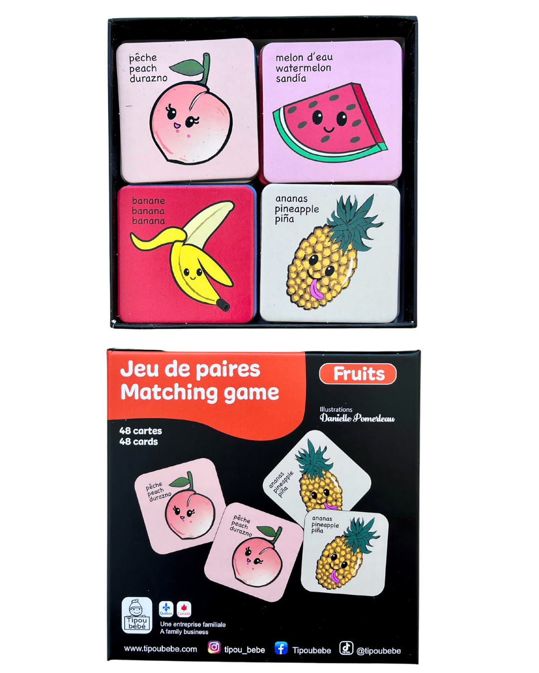 Jeu de paires (48 cartes) : Fruits