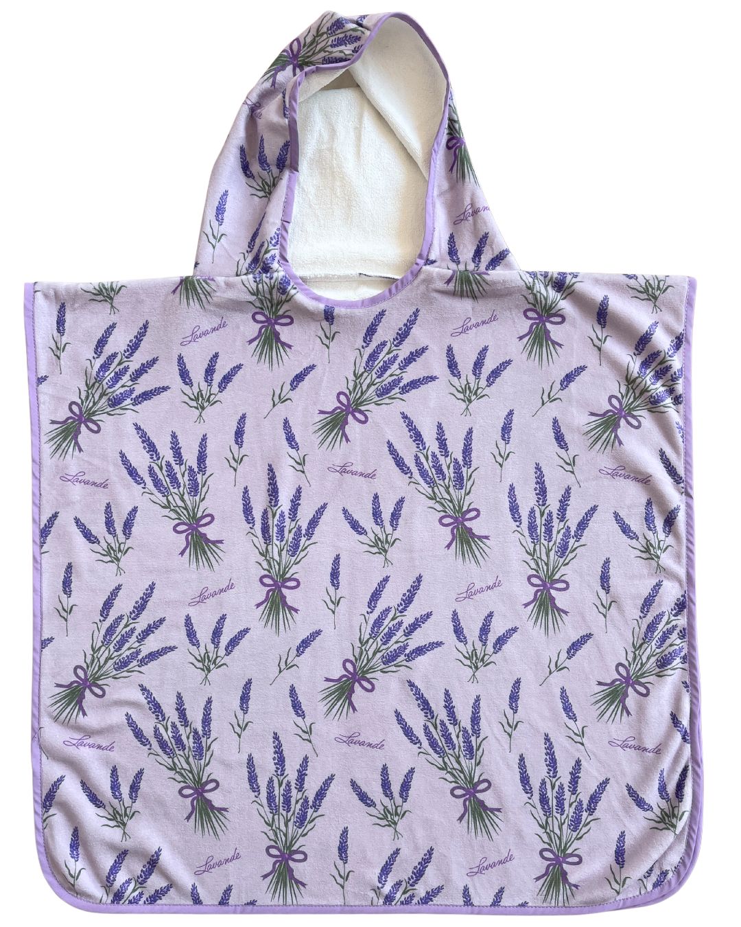 Serviette poncho à capuchon pour enfant (18 mois à 5 ans) : Fleurs de lavande lilas