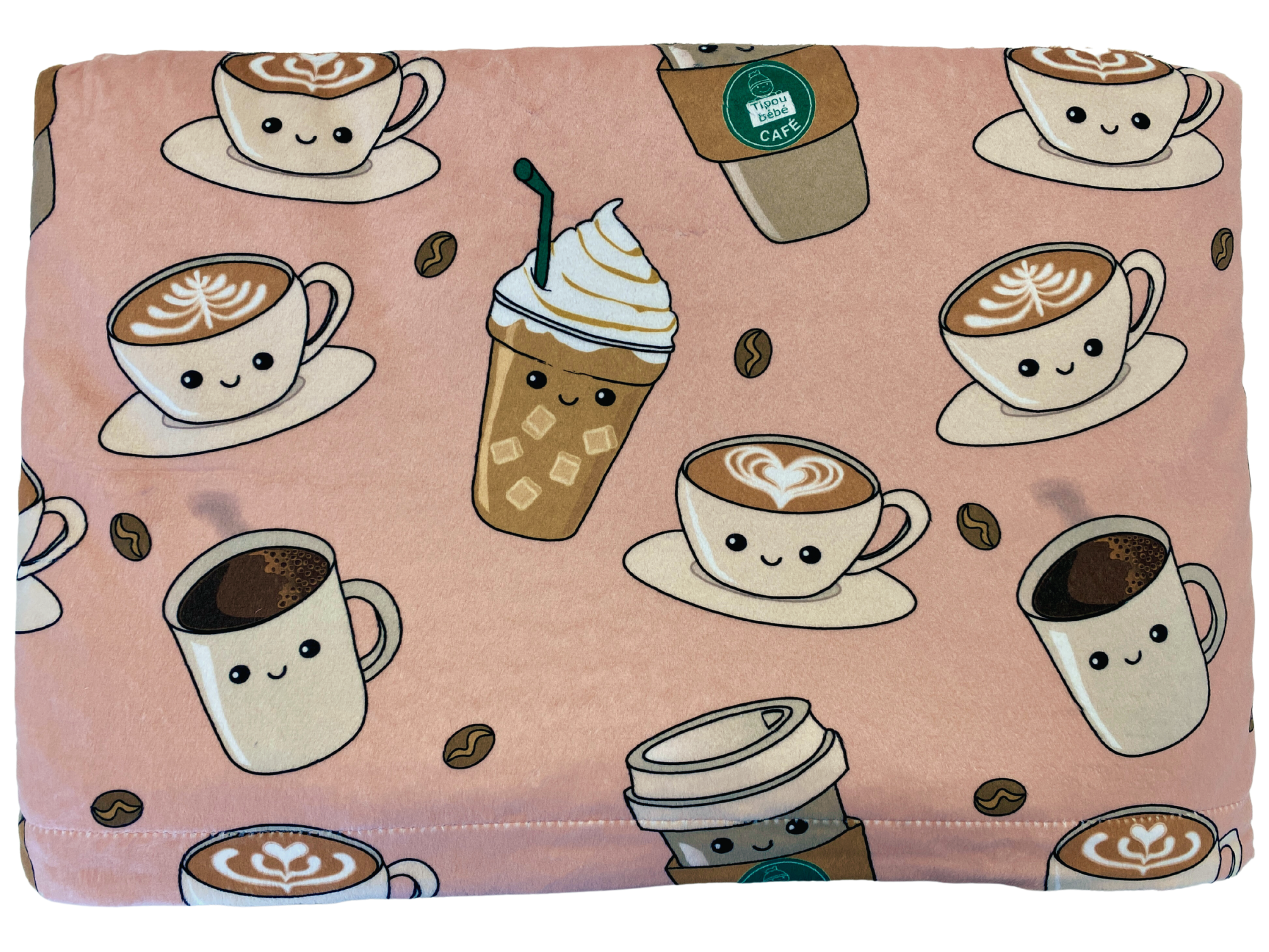 Couverture de bébé : Tipou Bébé Café (fond rose)