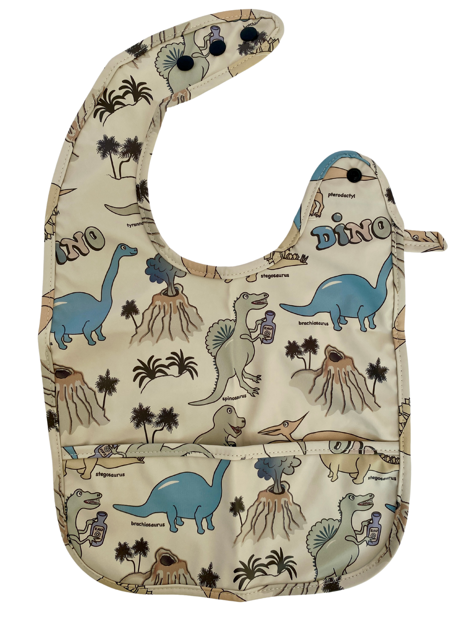 Waterproof Bib with Pocket: Dino Valley