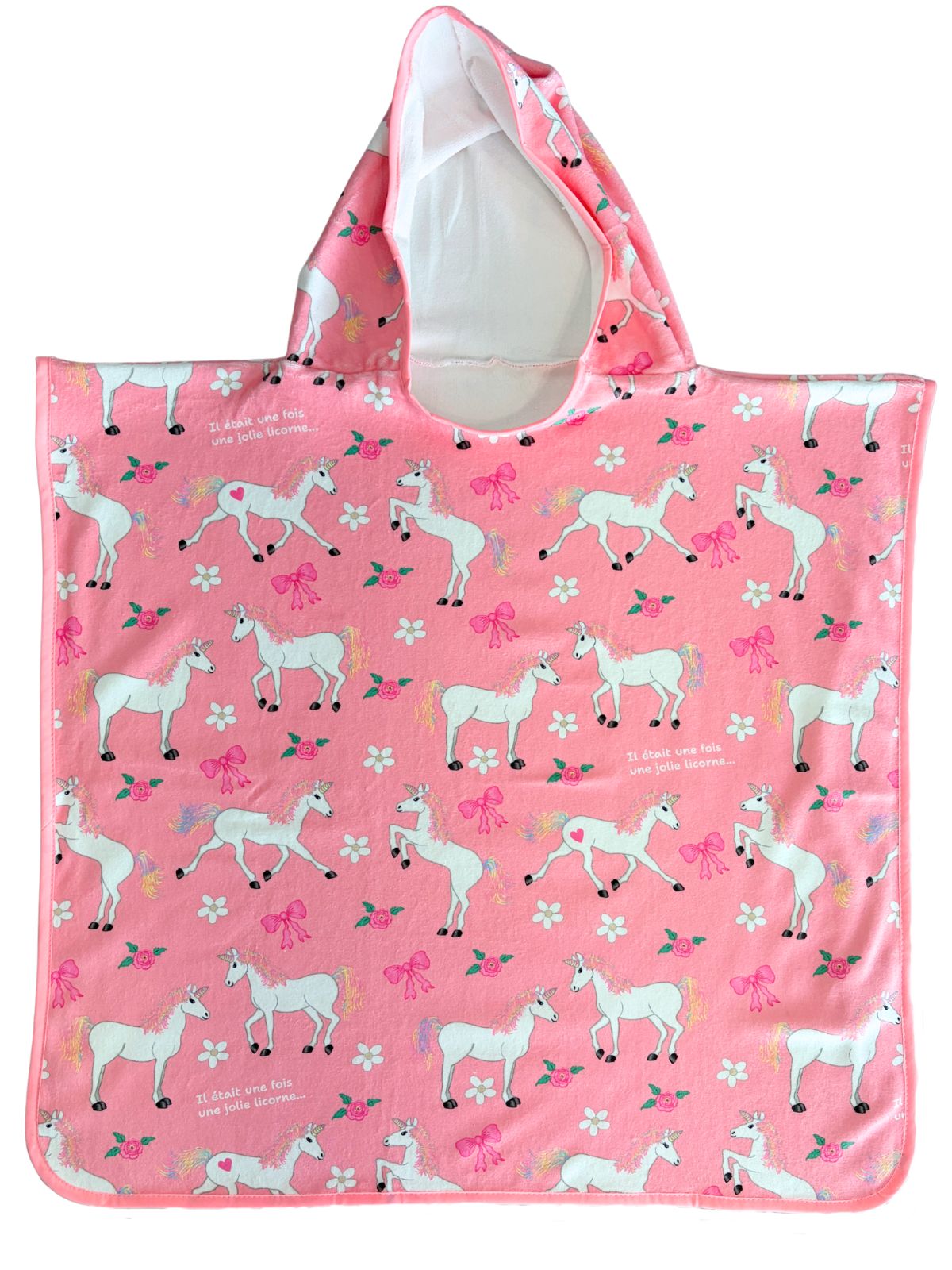 Serviette poncho à capuchon pour enfant (18 mois à 5 ans) : Il était une fois une licorne