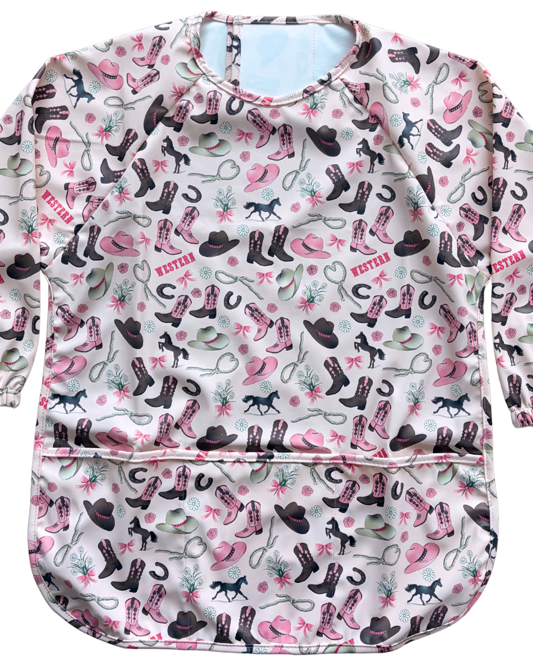 TABLIER d’art et de cuisine imperméable pour enfant (4 à 7 ans) : Western cowboy rose