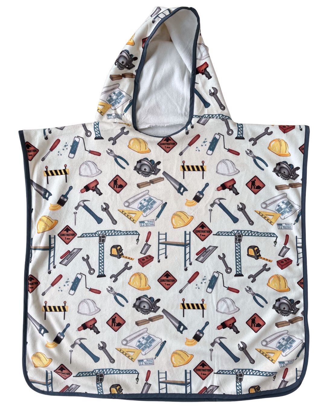 Serviette poncho à capuchon pour enfant (18 mois à 5 ans) : Vacances de la construction