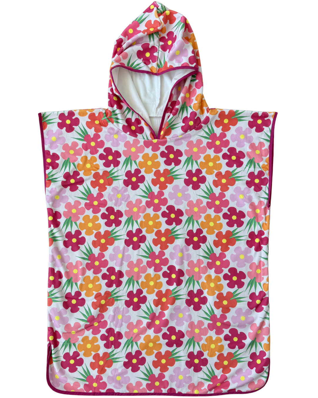 Serviette poncho à capuchon pour adulte et enfant : Fleurs flamboyantes