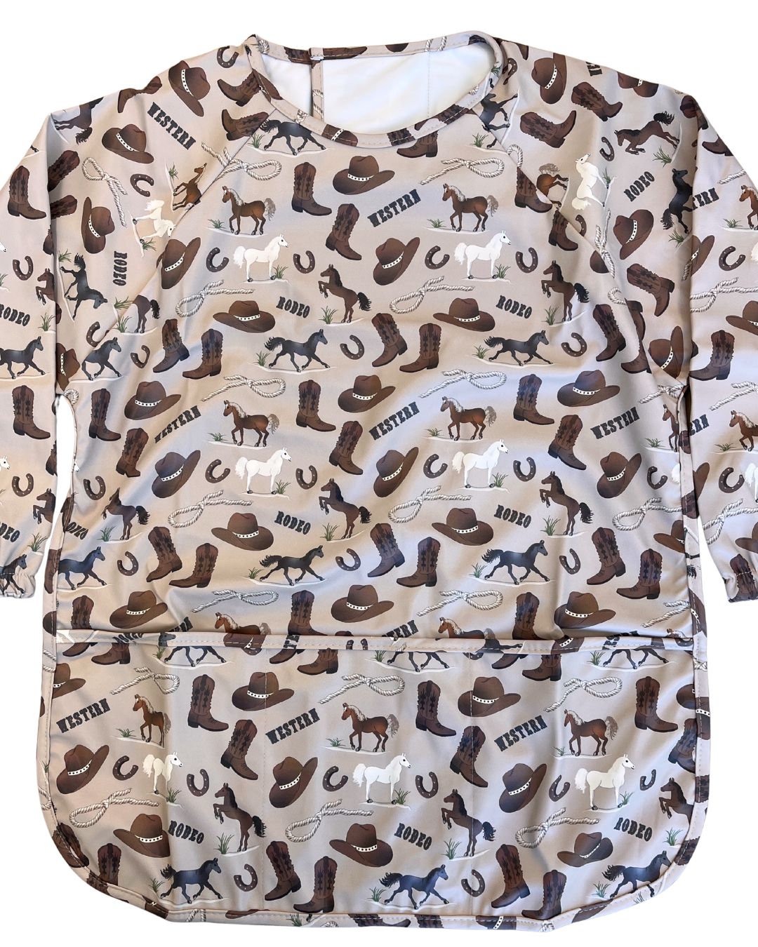 TABLIER d’art et de cuisine imperméable pour enfant (4 à 7 ans) : Western cowboy beige