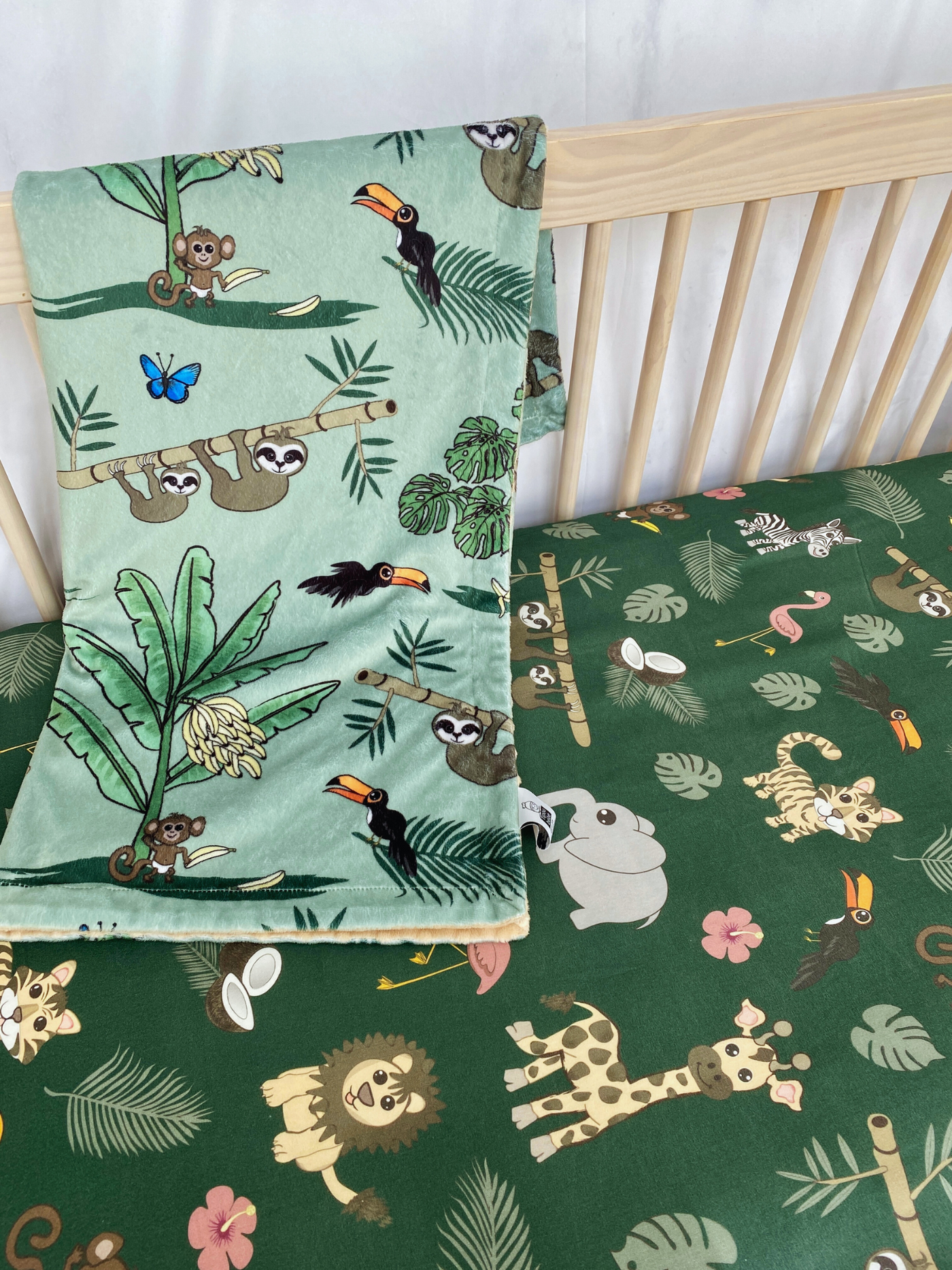 Fitted cotton sheet for bassinet : Jungle Animals