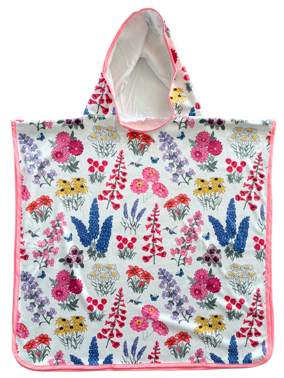 Serviette poncho à capuchon pour enfant (18 mois à 5 ans) : Jardin de fleurs de campagne