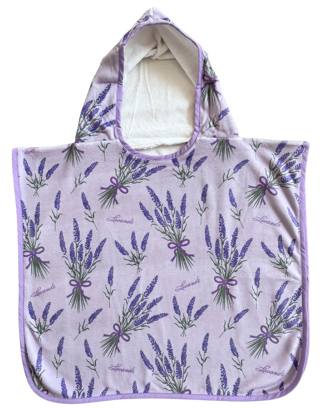 Serviette poncho à capuchon pour bébé (0-18 mois) : Fleurs de lavande lilas