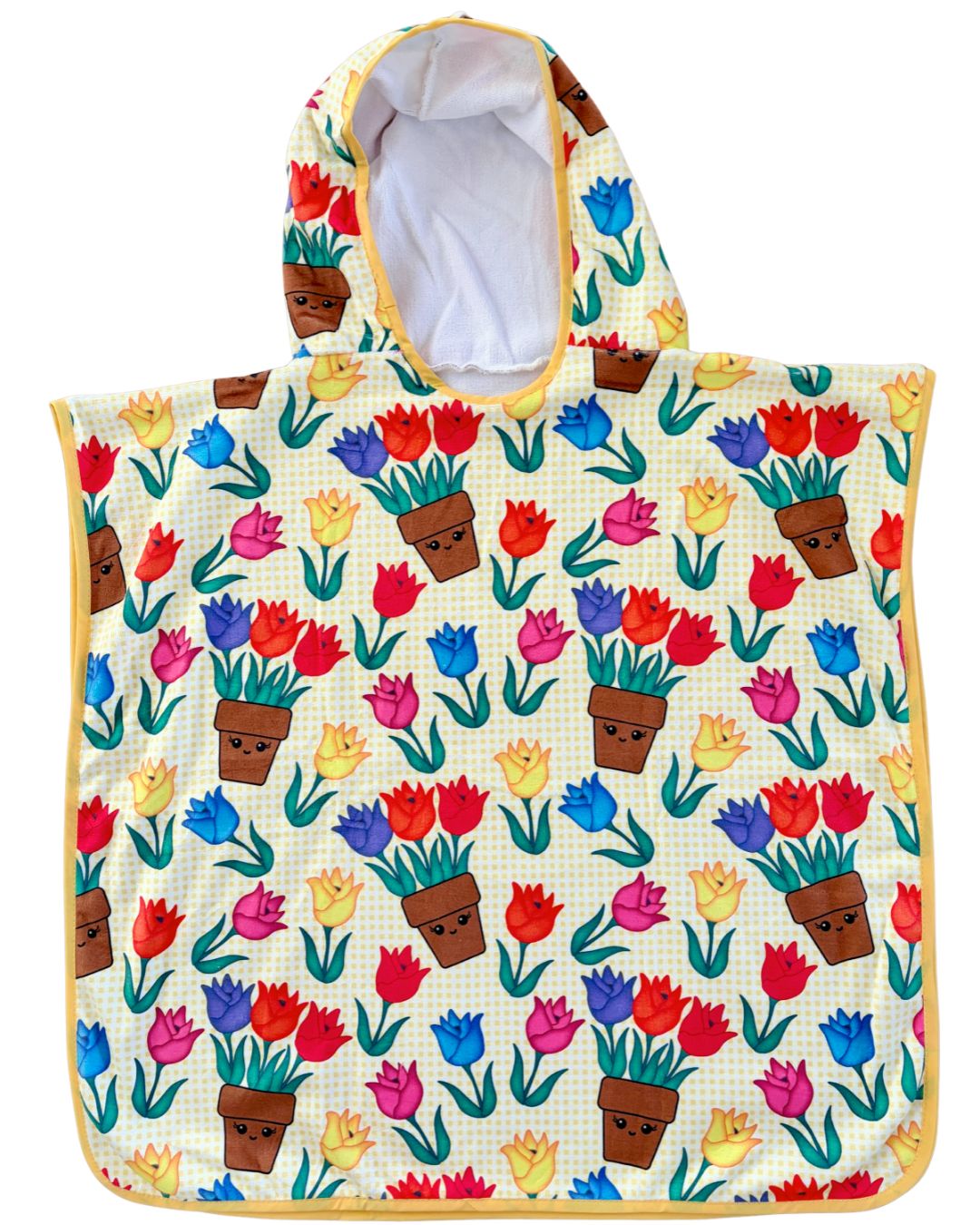 Serviette poncho à capuchon pour enfant (18 mois à 5 ans) : Tulipes dans le jardin