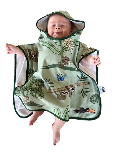 Serviette à capuchon pour bébé (0-18 mois) : Paresseux dans la jungle