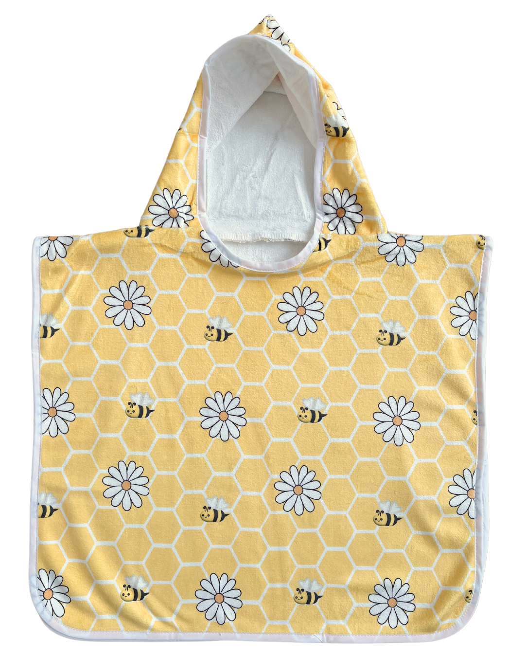 Serviette poncho à capuchon pour bébé (0-18 mois) : Abeilles dans un champ de fleurs