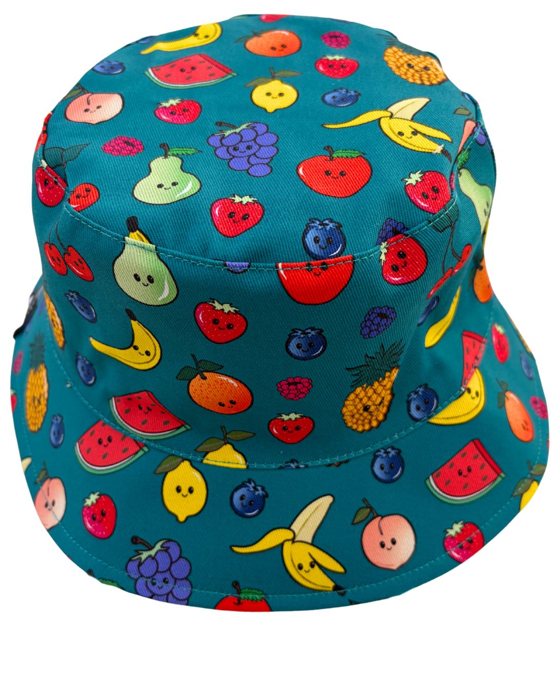 Chapeau Reversible : Fruits mignons (fond sarcelle)