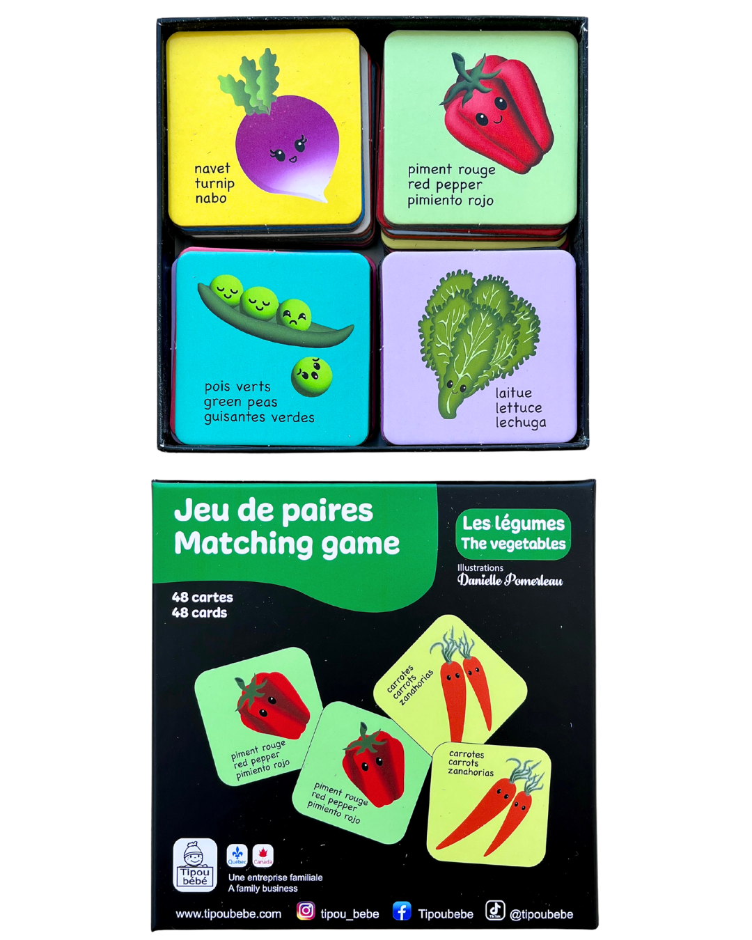Jeu de paires (48 cartes) : Les légumes