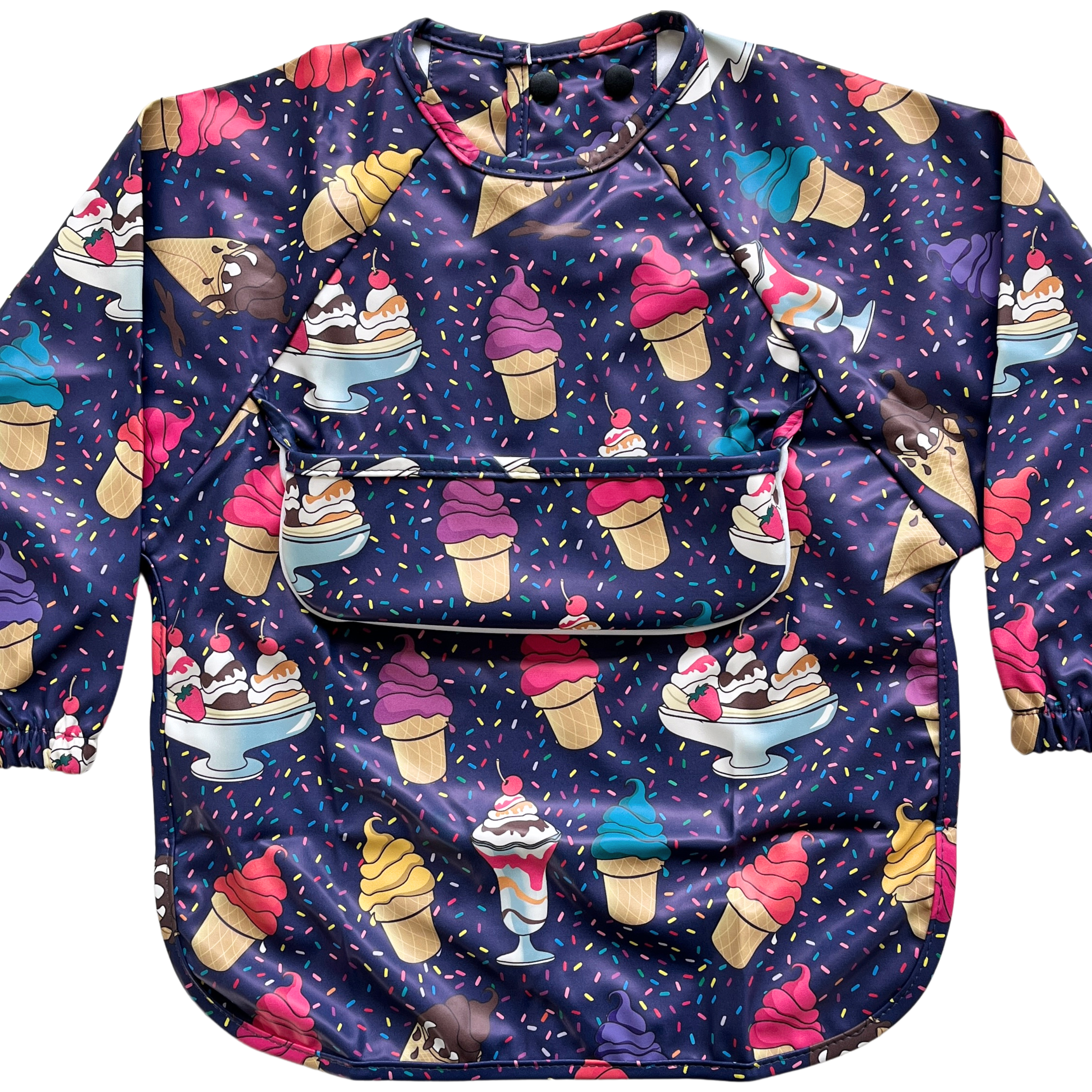 Long-sleeved waterproof bib with pocket: Flamboyant ice creams