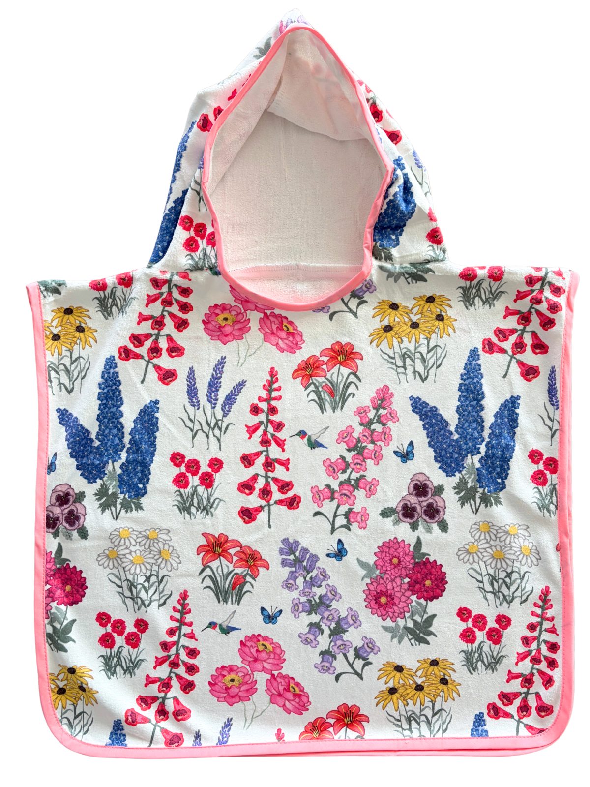 Serviette poncho à capuchon pour bébé (0-18 mois) : Jardin de fleurs de campagne